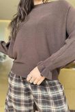 Conrad Batwing Ruffle Cuff Knit Chocolate